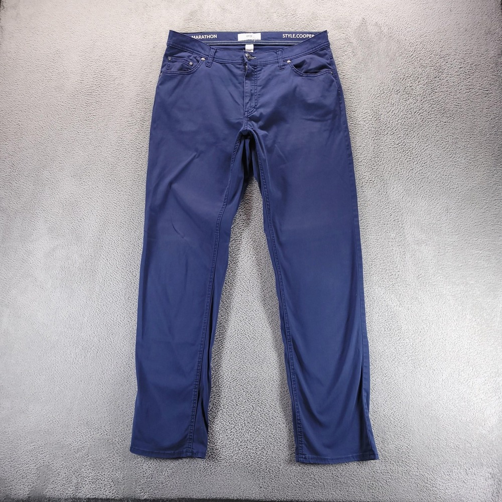 Brax Pants Mens 36x34 Blue Marathon Style Cooper Chino Stretch Casual Office